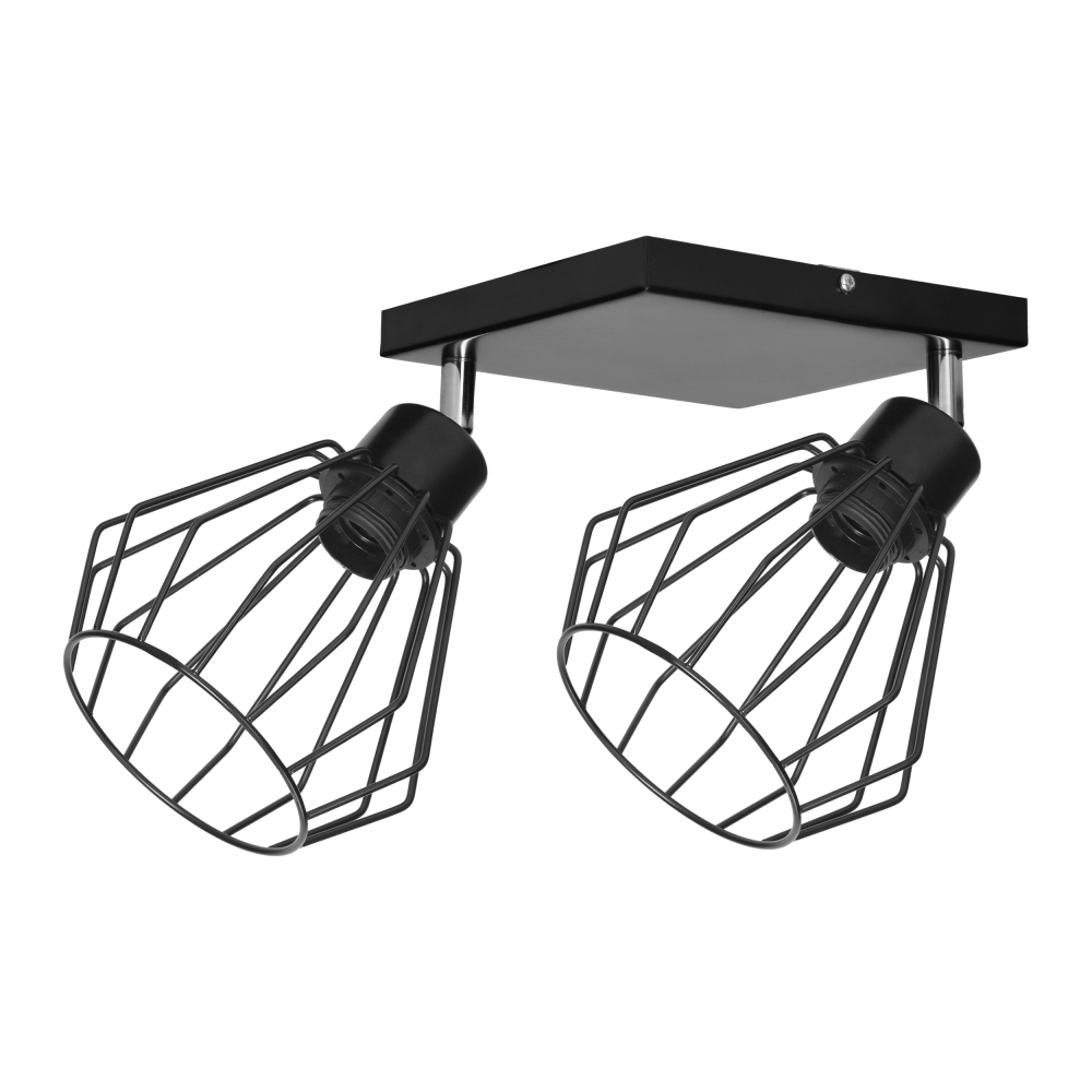 PINO oprawa ścienno-sufitowa, moc max. 2x60W, E27, czarna, podstawa kwadrat