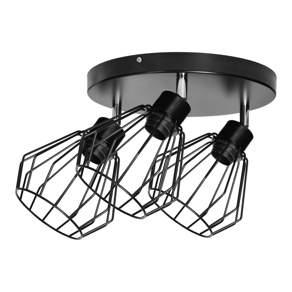 PINO wall and ceiling lamp, max. power 3x60W, E27, black, round base, movable lamp heads, one level