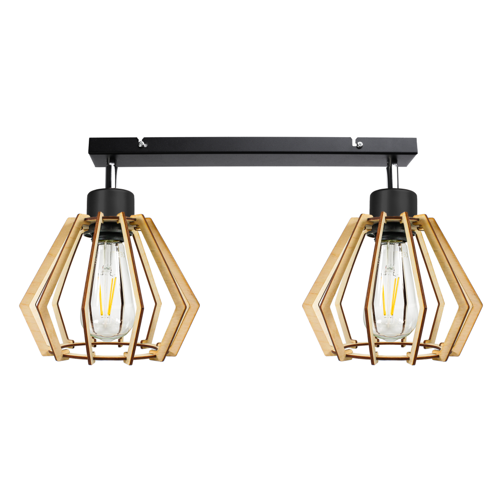 SOLIN wall and ceiling lamp, max. power 2x60W, E27, black, wood