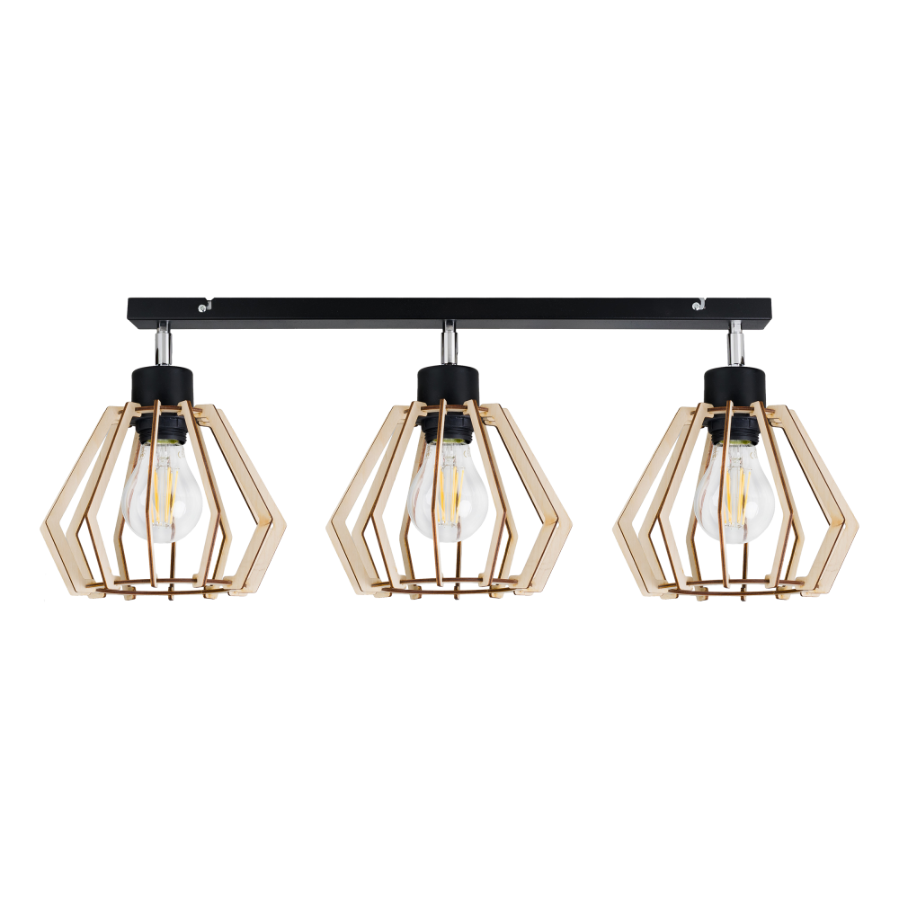 SOLIN wall and ceiling lamp, max. power 3x60W, E27, black, wood