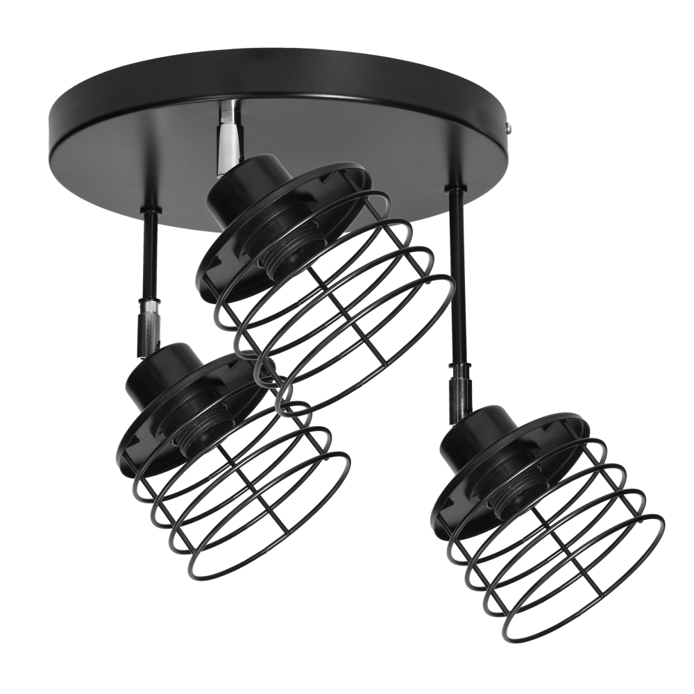 ISLA oprawa ścienno-sufitowa, moc max. 3x60W, E27, czarna, podstawa okrągła, wielopoziomowa, ruchome głowice lampy