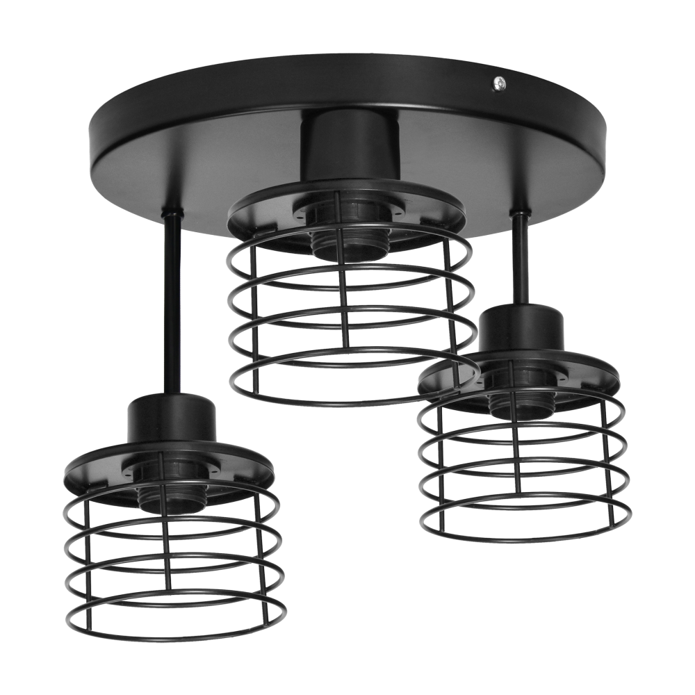 ISLA wall and ceiling lamp, max. power 3x60W, E27, black, round base, fixed lamp heads, different levels