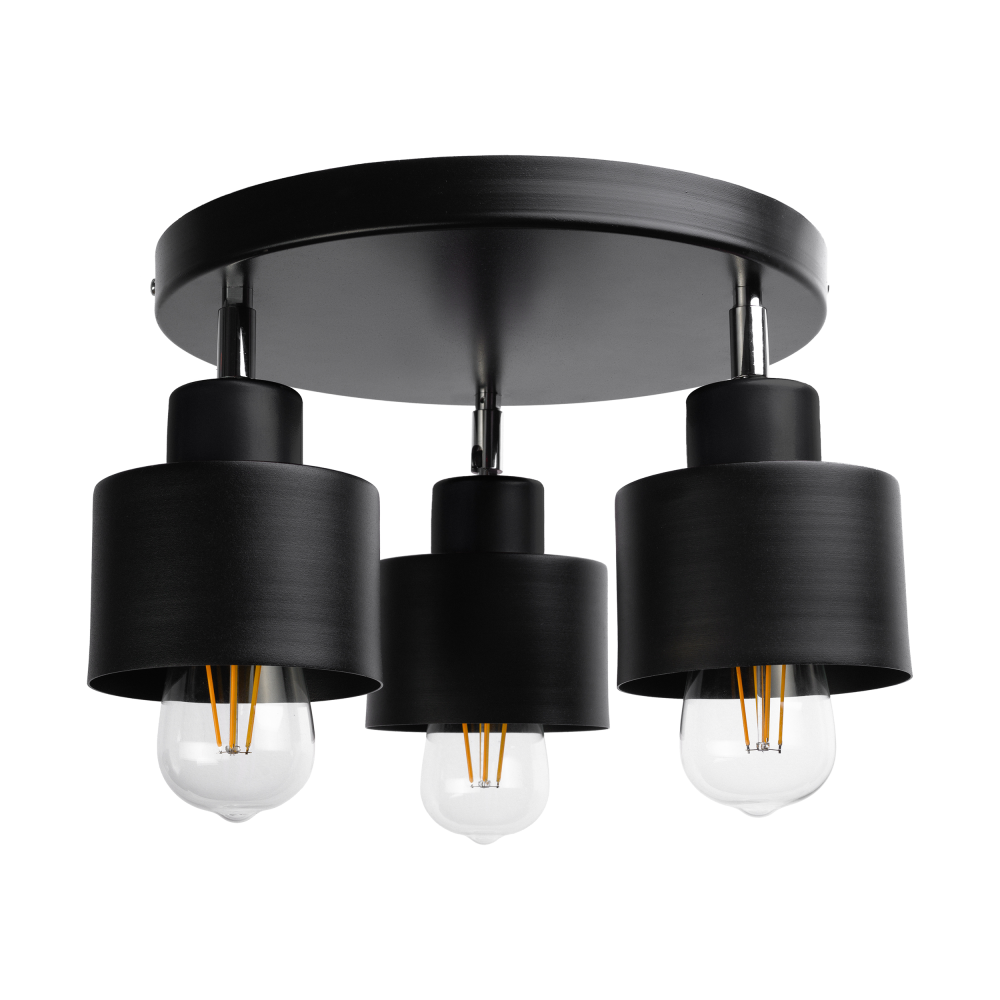 LISA wall and ceiling lamp, max. power 3x60W, E27, black, round base, movable lamp heads, one level