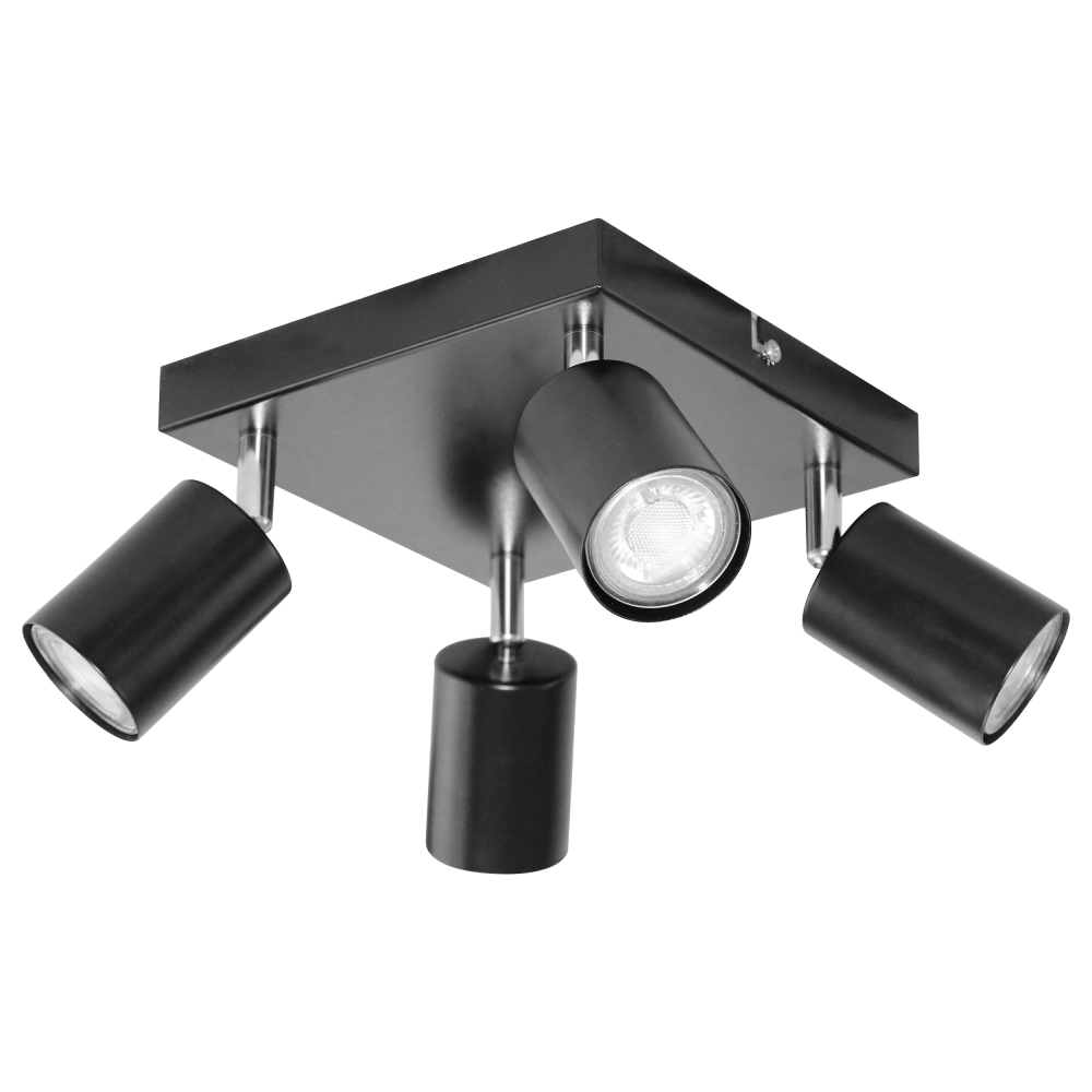 DOA SP4, oprawa ścienno-sufitowa, GU10 max. 4x50W, IP20, czarna, kwadrat