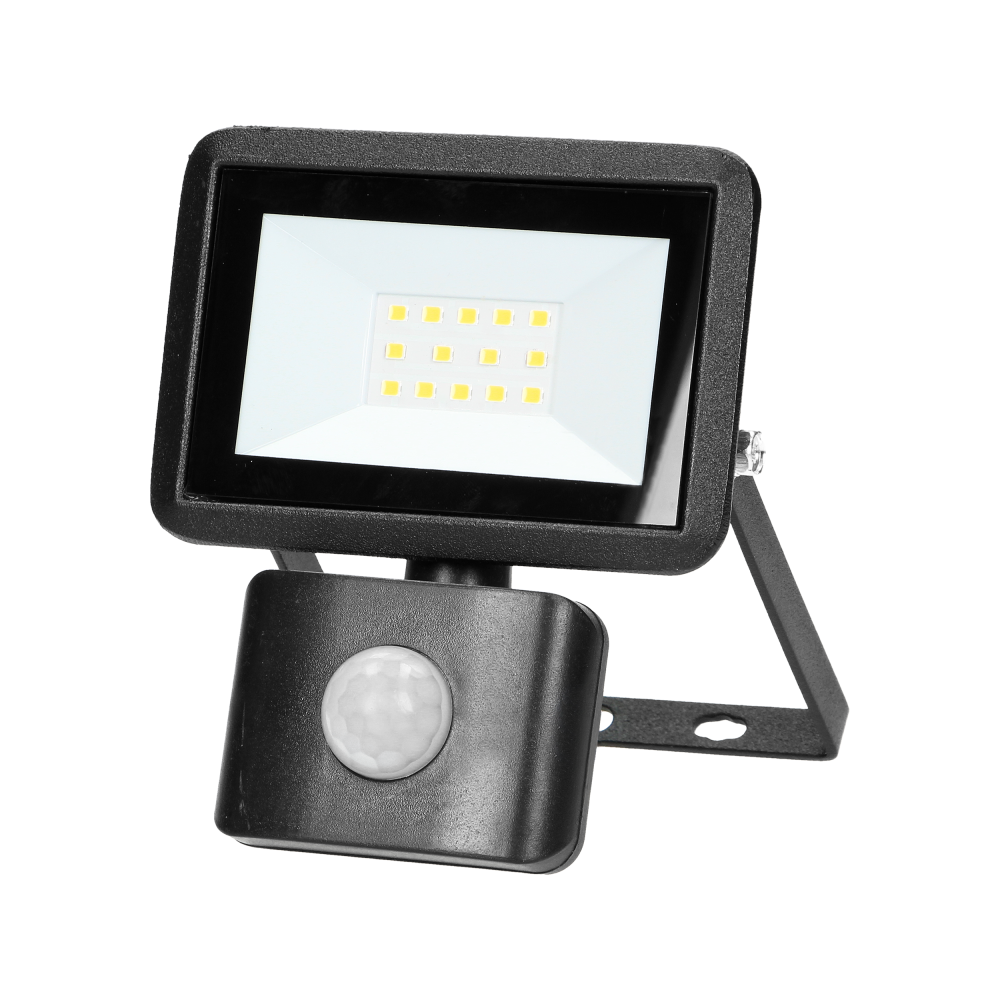 FARO S LED floodlight with PIR 10W, 800lm, IP44, 4000K, aluminum + glass