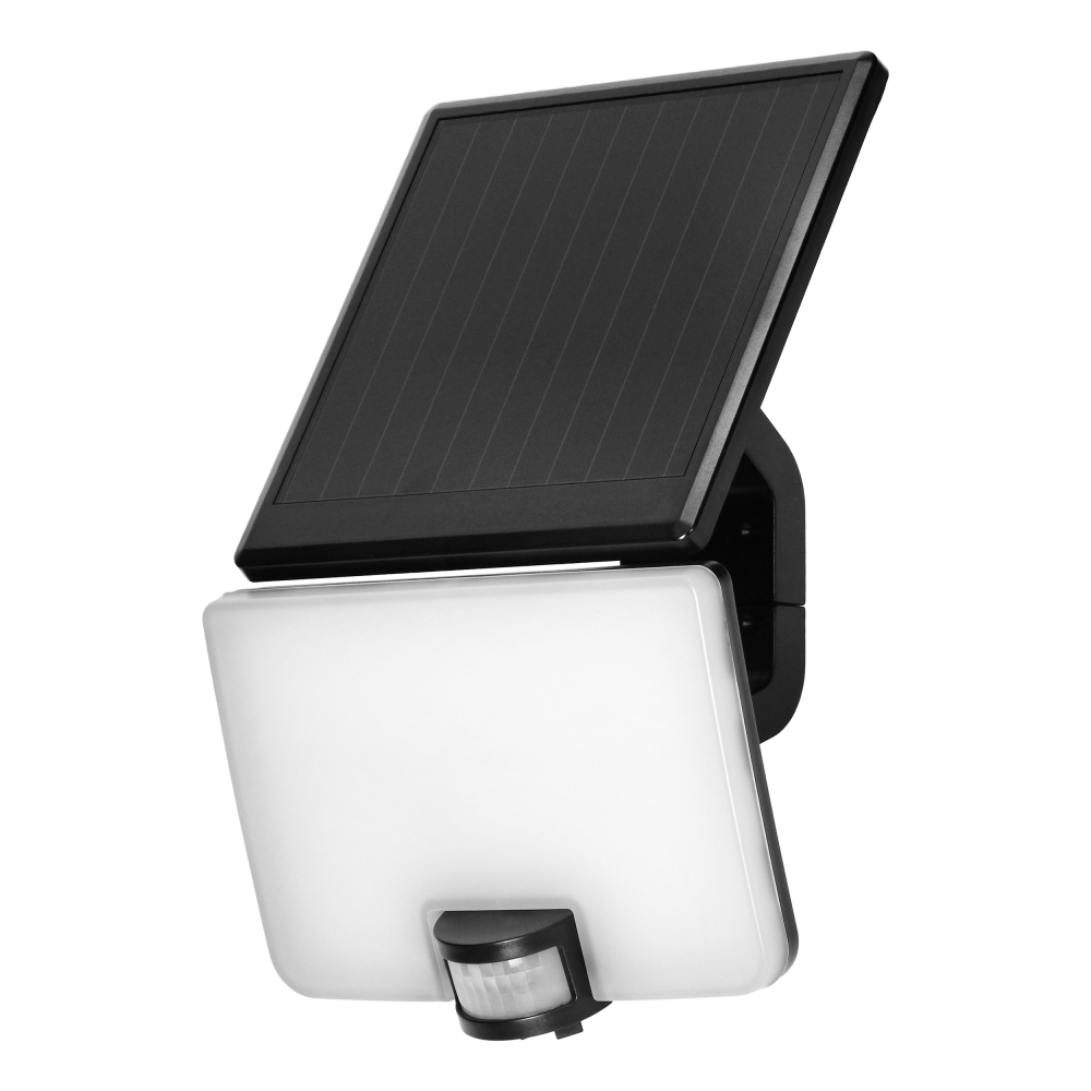 SOLIS LED 10W,  naświetlacz solarny z czujnikiem ruchu PIR, 1200lm, IP54, 4000K, 3000 mAh, czarny