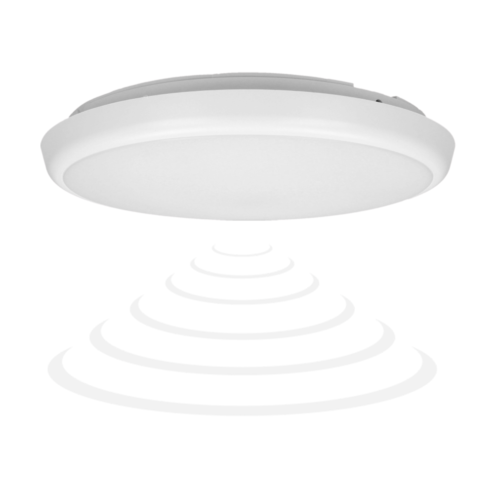 CERS LED ceiling lamp with microwave motion sensor, LED 22W, 2000lm, IP65, 4000K, white milky PC, dimming function