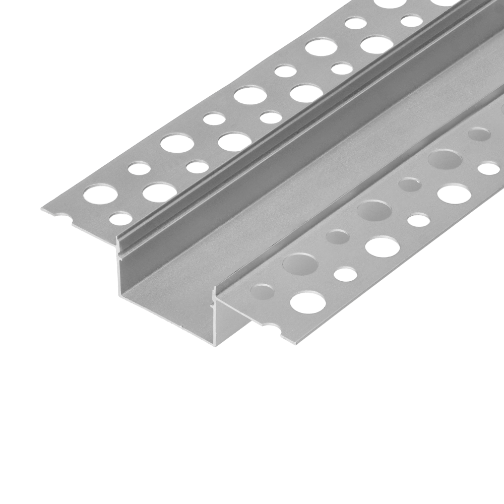 Aluminium profile for 2 LED strips, 2000 x 57.89 x 9.8 mm, recessed, silver