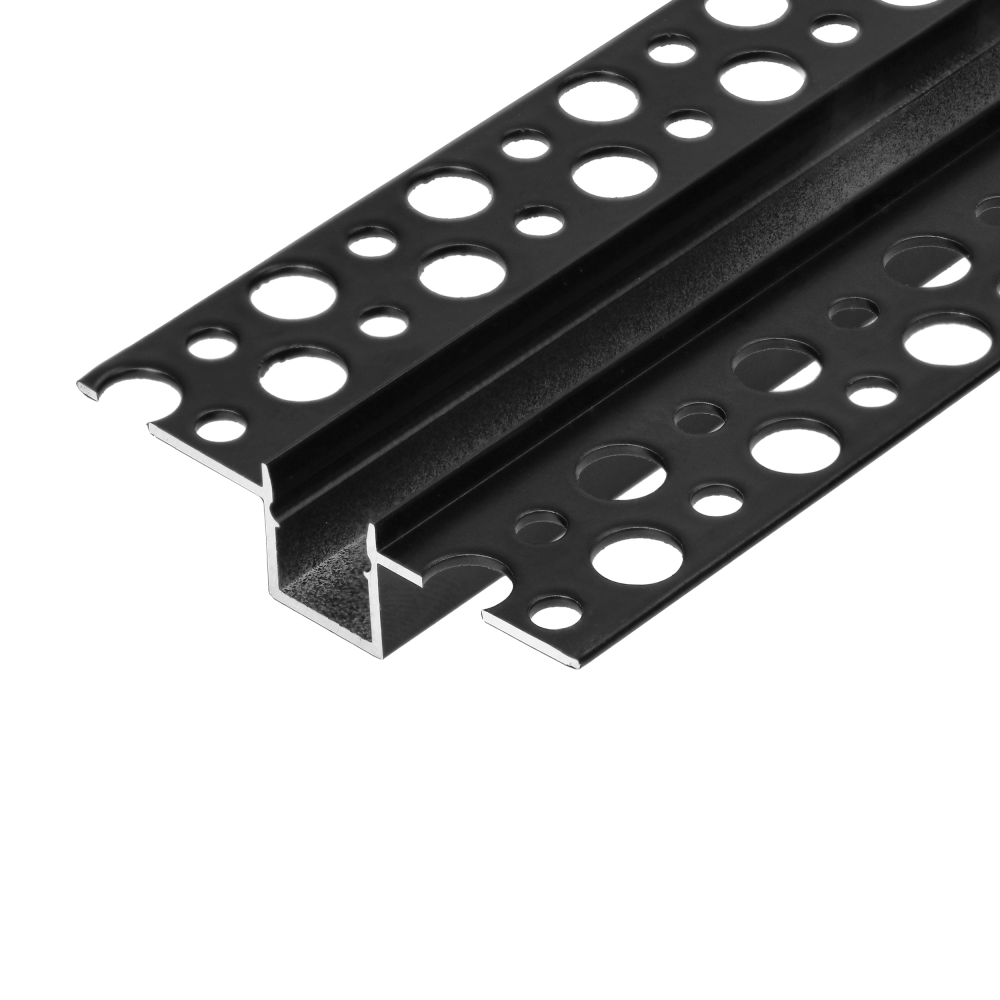 Aluminium profile for LED strips, 2000 x 55 x 13 mm, recessed, black