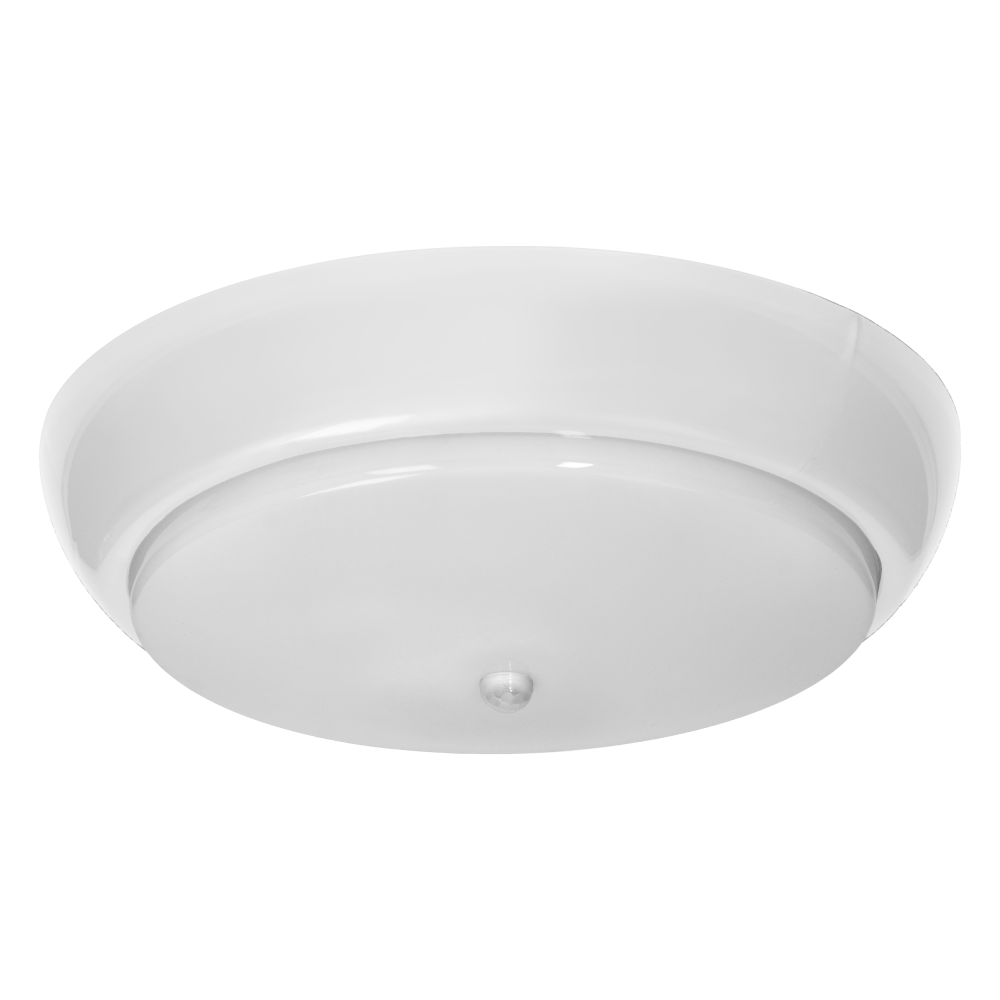 KOKO luminaire 2xE27 with PIR motion sensor, 2x40W, white-polypropylene, matt PC diffuser, IP44, IK10