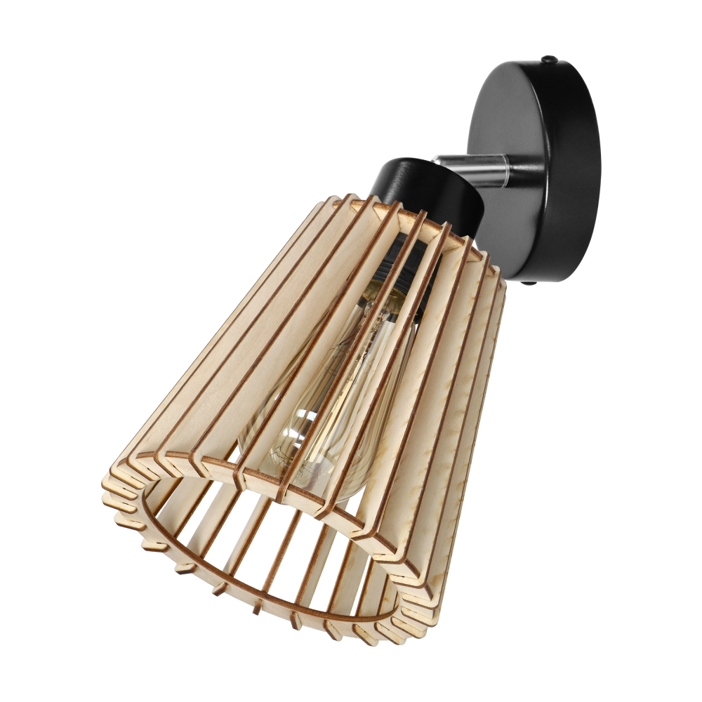 DELOS wall lamp E27, max. power 1x60W, black, wood