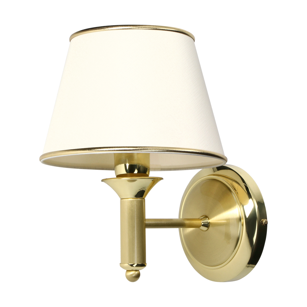 TESALIA 1P, wall lamp, E27 max. 60W, brass, gols, ecrie lampshade