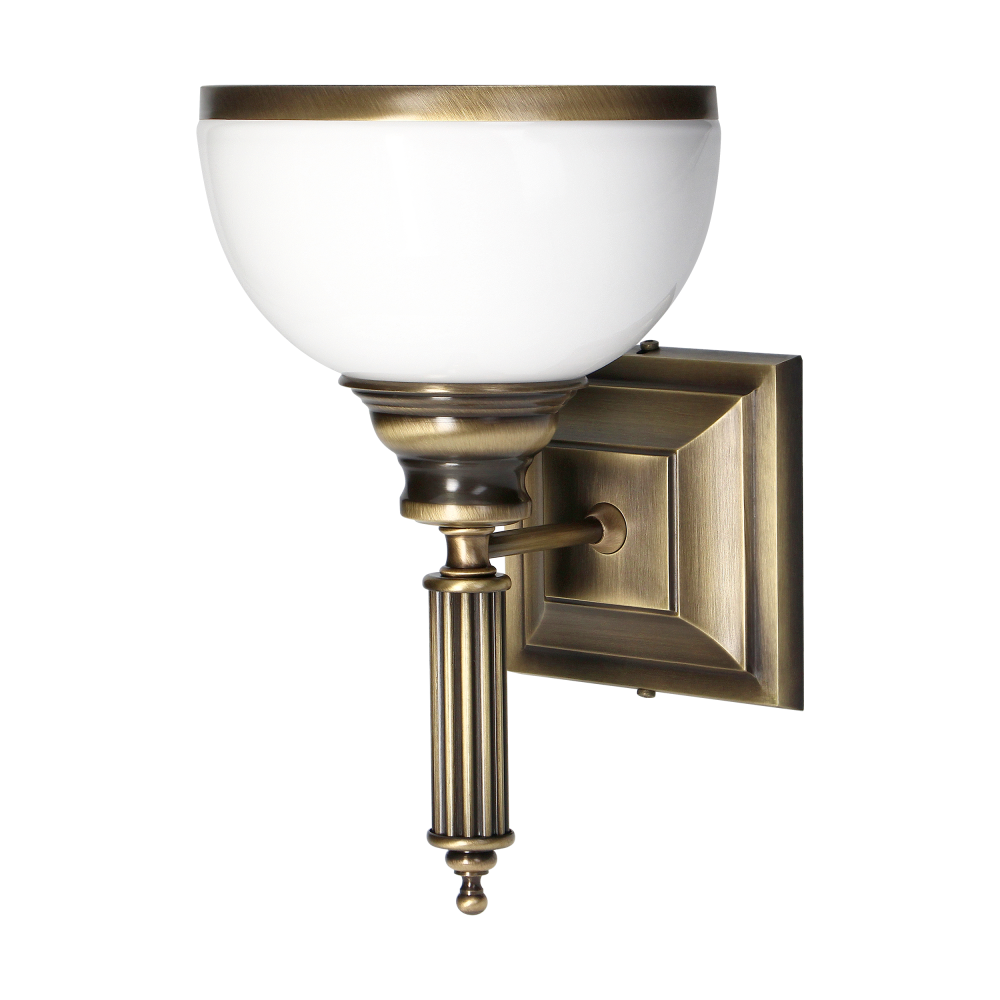 ARGOS 1P, wall lamp, E27 max.60W, metal, patinated brass, glass lampshade