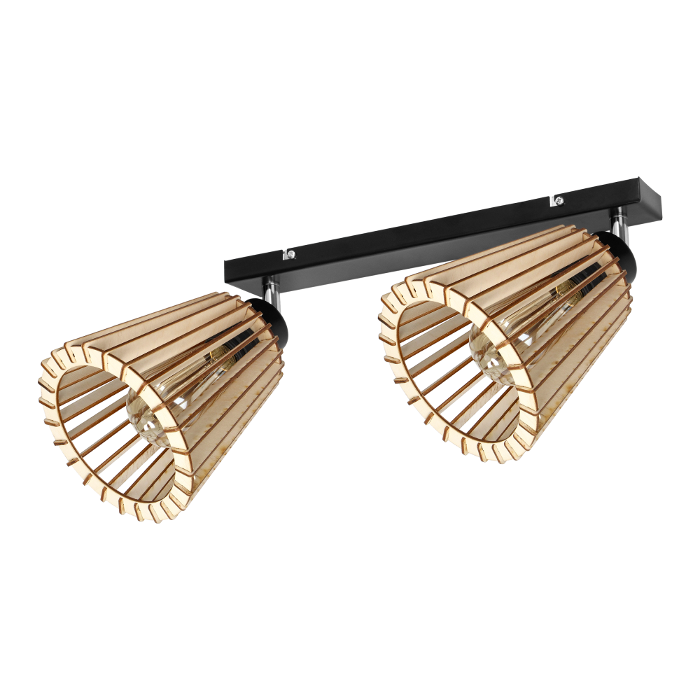 DELOS wall and ceiling lamp E27, max. power 2x60W, black, wood