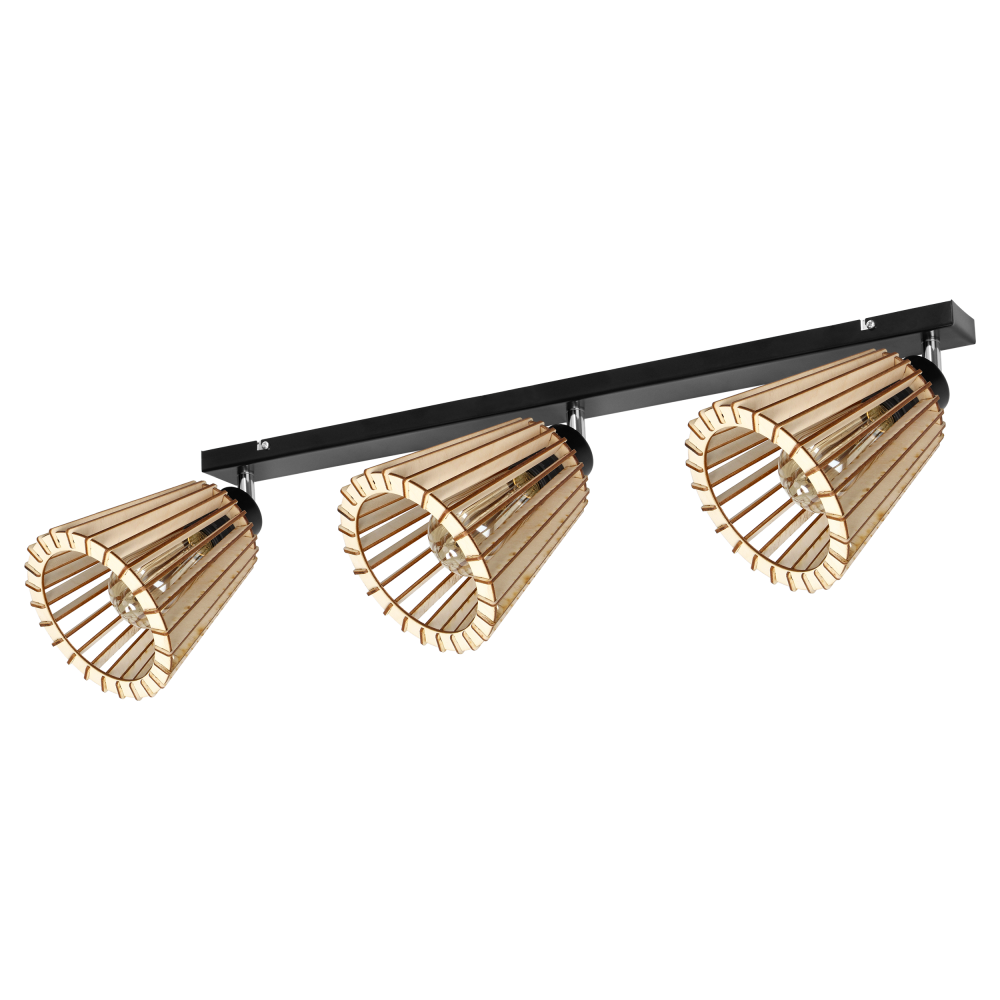 DELOS wall and ceiling lamp E27, max. power 3x60W, black, wood