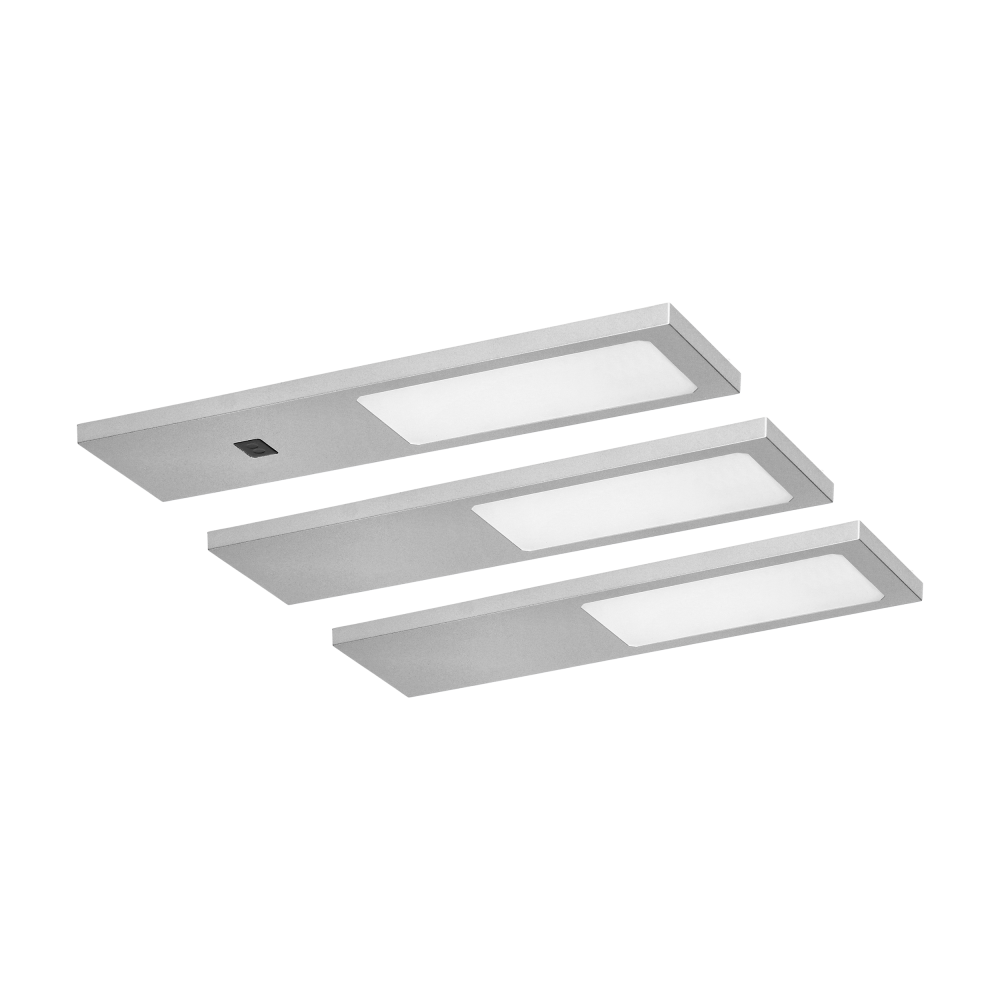 PLANA LED under-cabinet lamp set, 3x4W, 3x240lm, 4000K, with touchless switch, grey