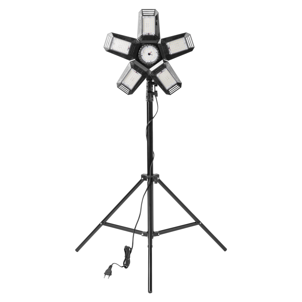 RIGEL LED Set: Folding 5-wing work light 55W with tripod and adapter