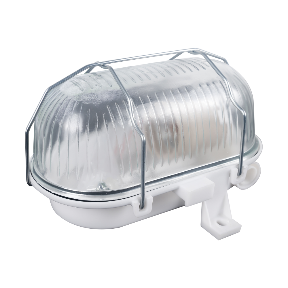 BODRUM Bulkhead fixture, E27, max. 15W, IP54, glass lampshade, steel cover, white