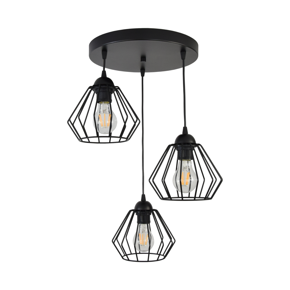 WAYA pendant lamp, max. power 3x60W, E27, black