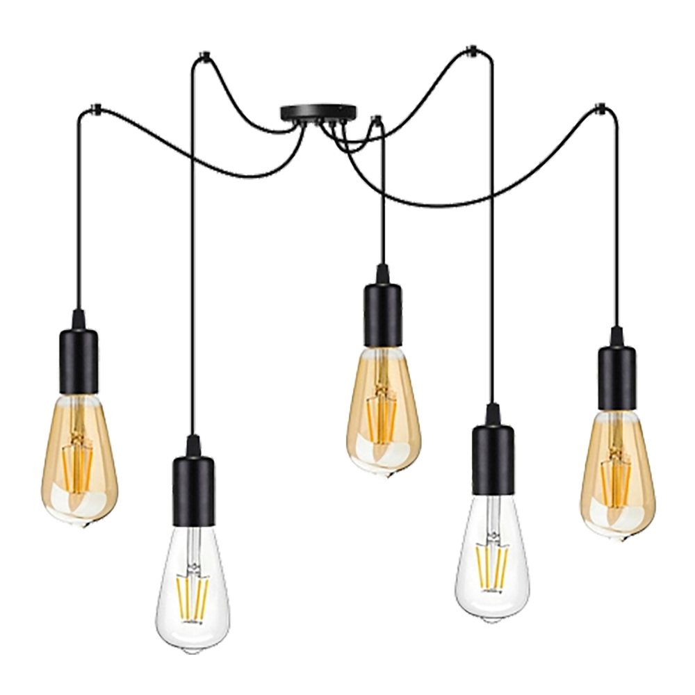 LINO pendant lamp, max. power 5x60W, E27, black