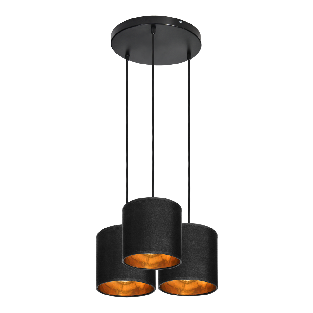 NEVA pendant lamp, max. power 3x60W, E27, black, round