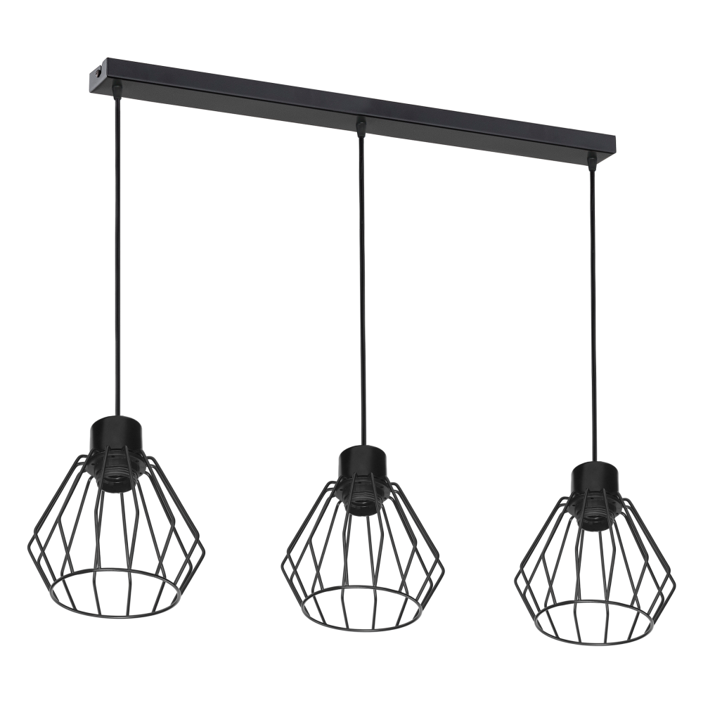 PINO lampa wisząca, moc max. 3x60W, E27, czarna, listwa