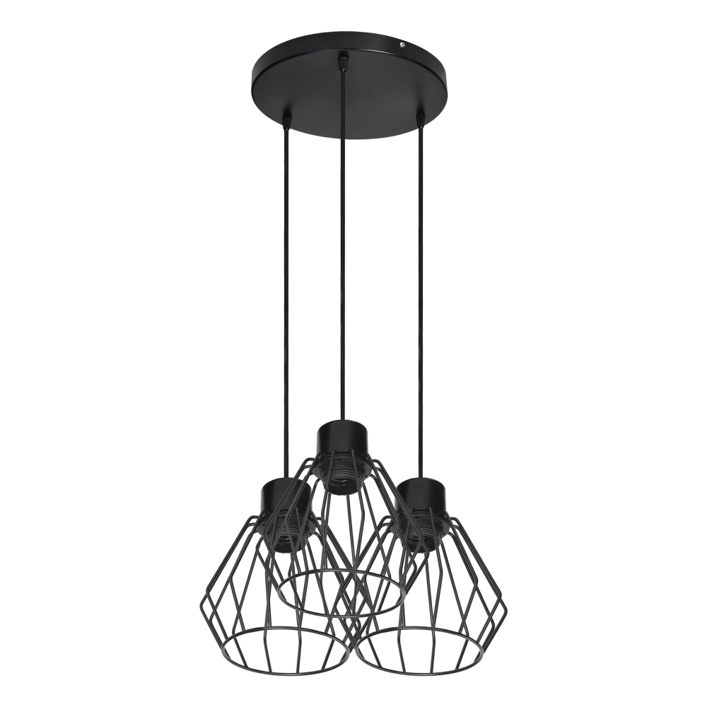 PINO pendant lamp, max. power 3x60W, E27, black, round