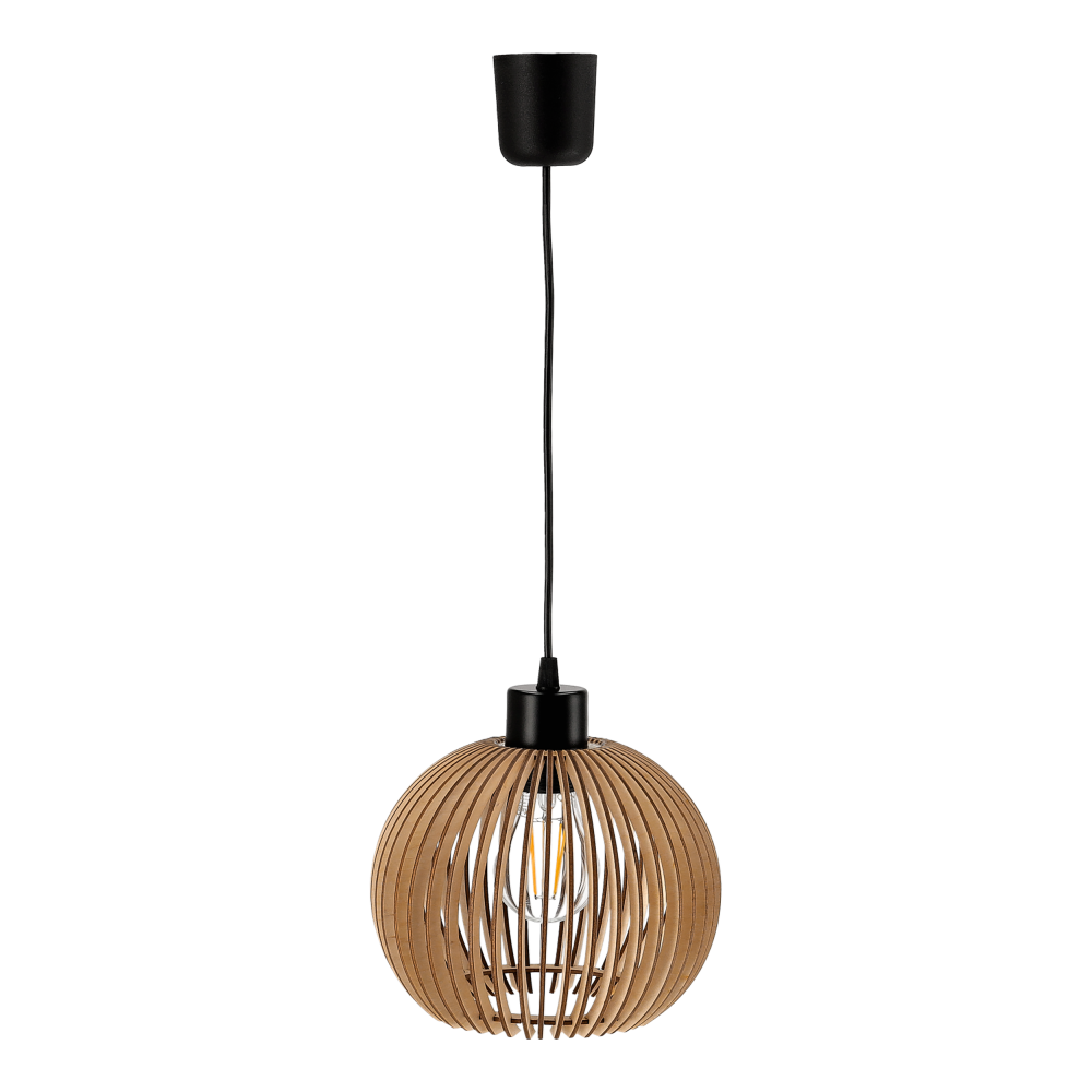 ANAFI pendant lamp, max. 60W, E27, black, wood