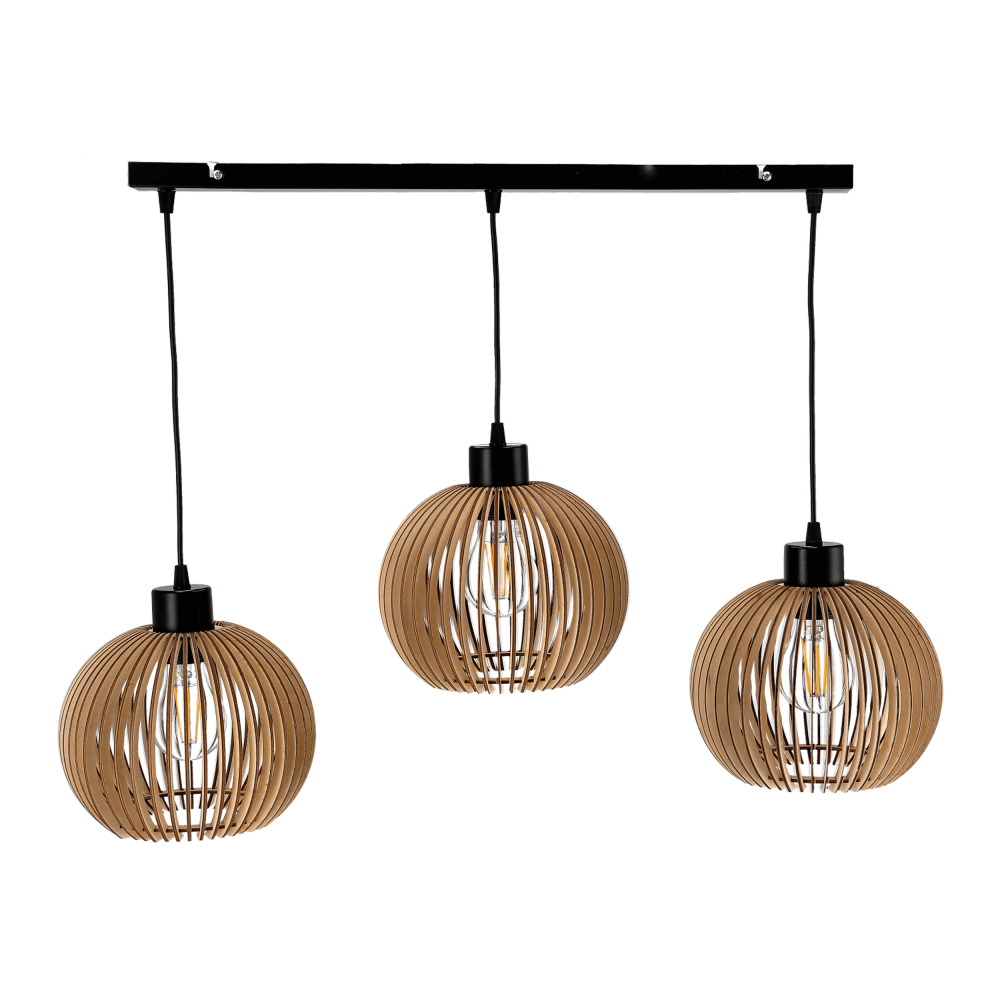 ANAFI pendant lamp, max. 3x60W, E27, black, wood