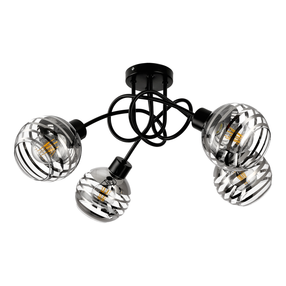 MILANO pendant lamp, max. 4x60W, E27, black