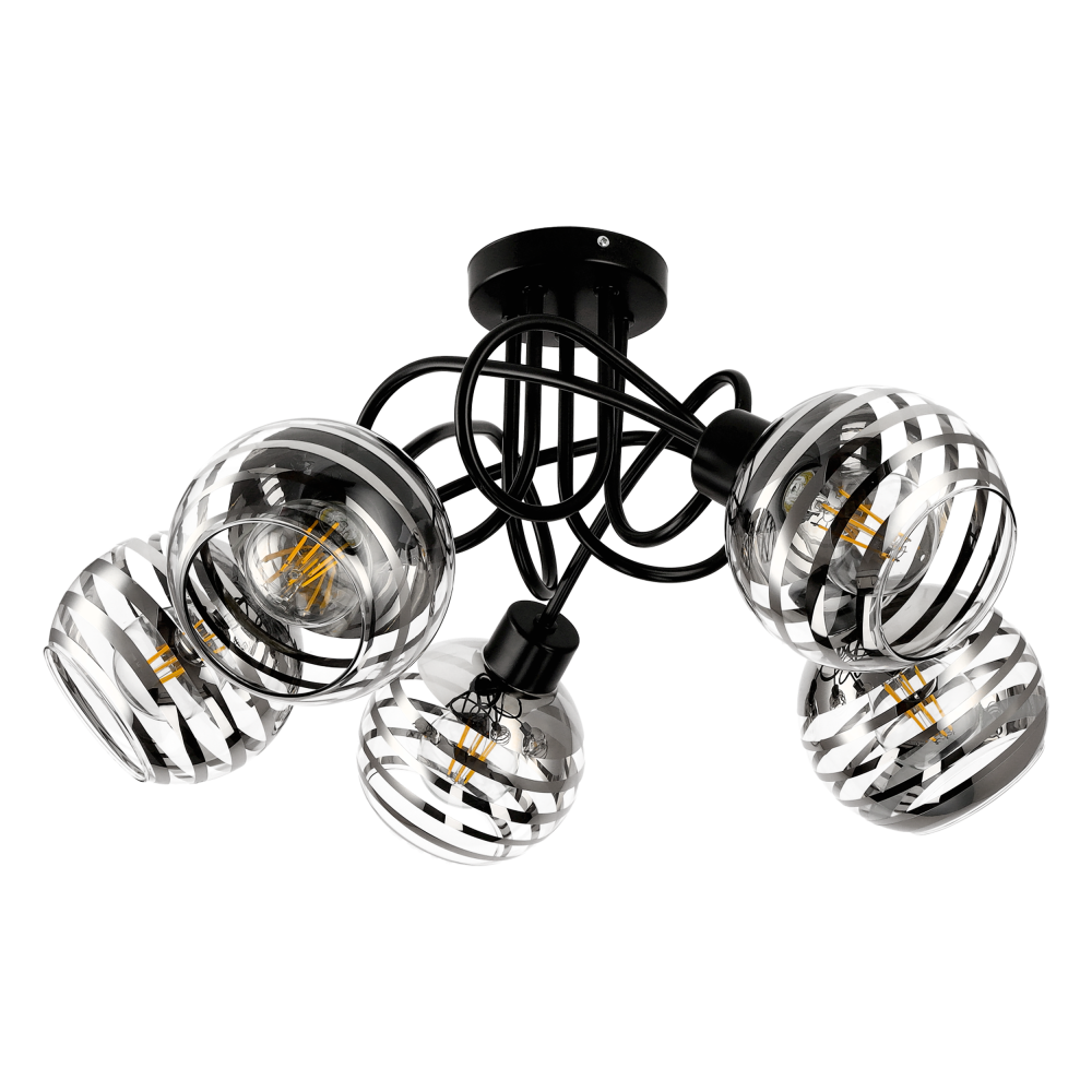 MILANO pendant lamp, max. 5x60W, E27, black