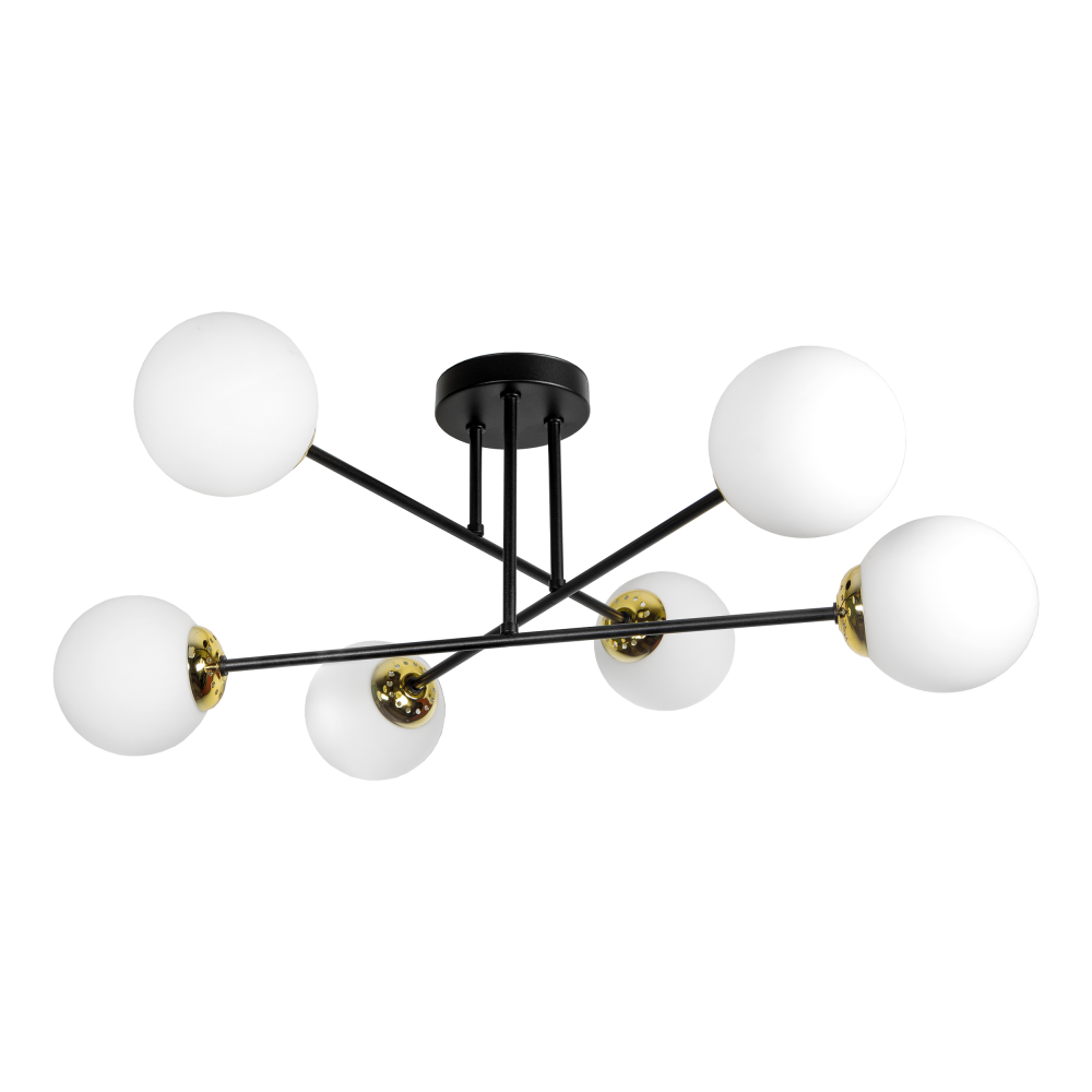 LEIA 6P E27, pendant light, max. 6x60W, black and gold