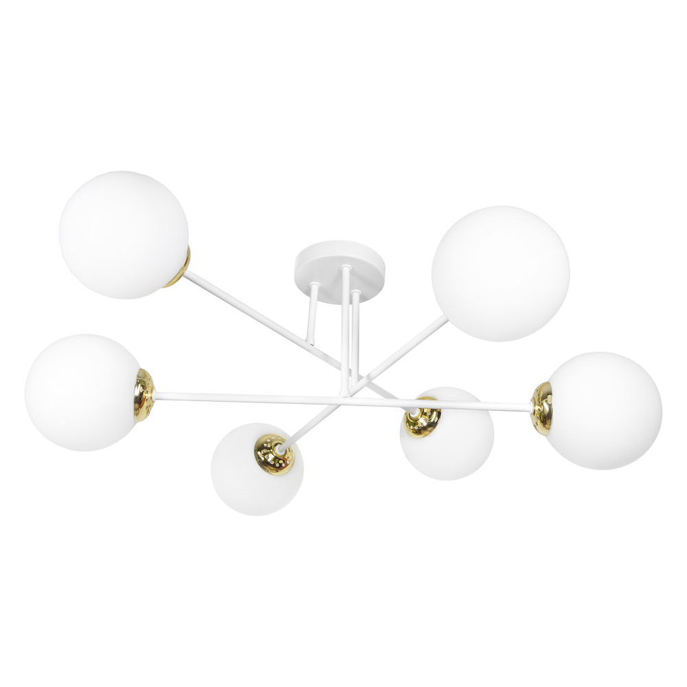 LEIA 6P E27, pendant light, max. 6x60W, white and gold