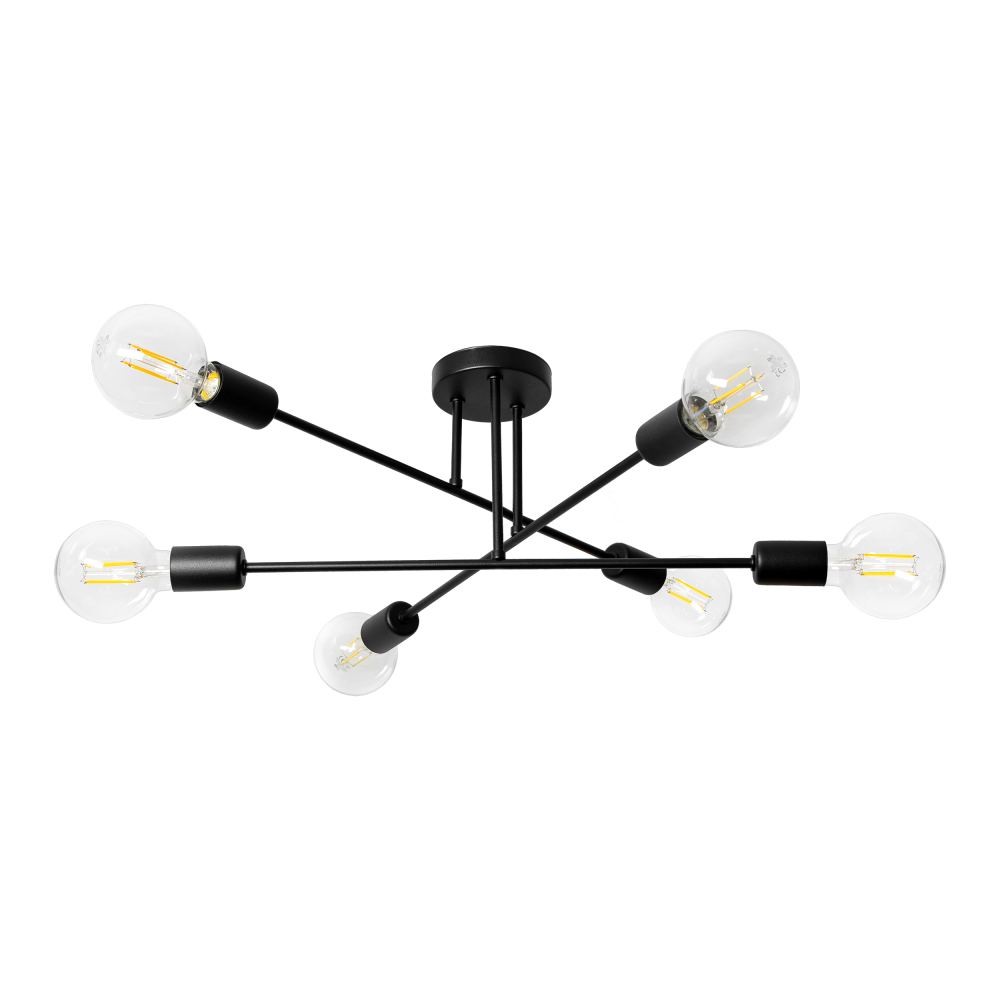 SOLO 6P E27, pendant light, max. 6x60W, black