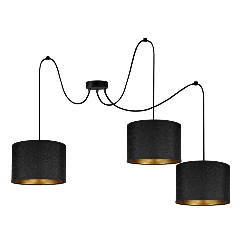 KYLO 3P E27, pendant light, max. 3x60W, black