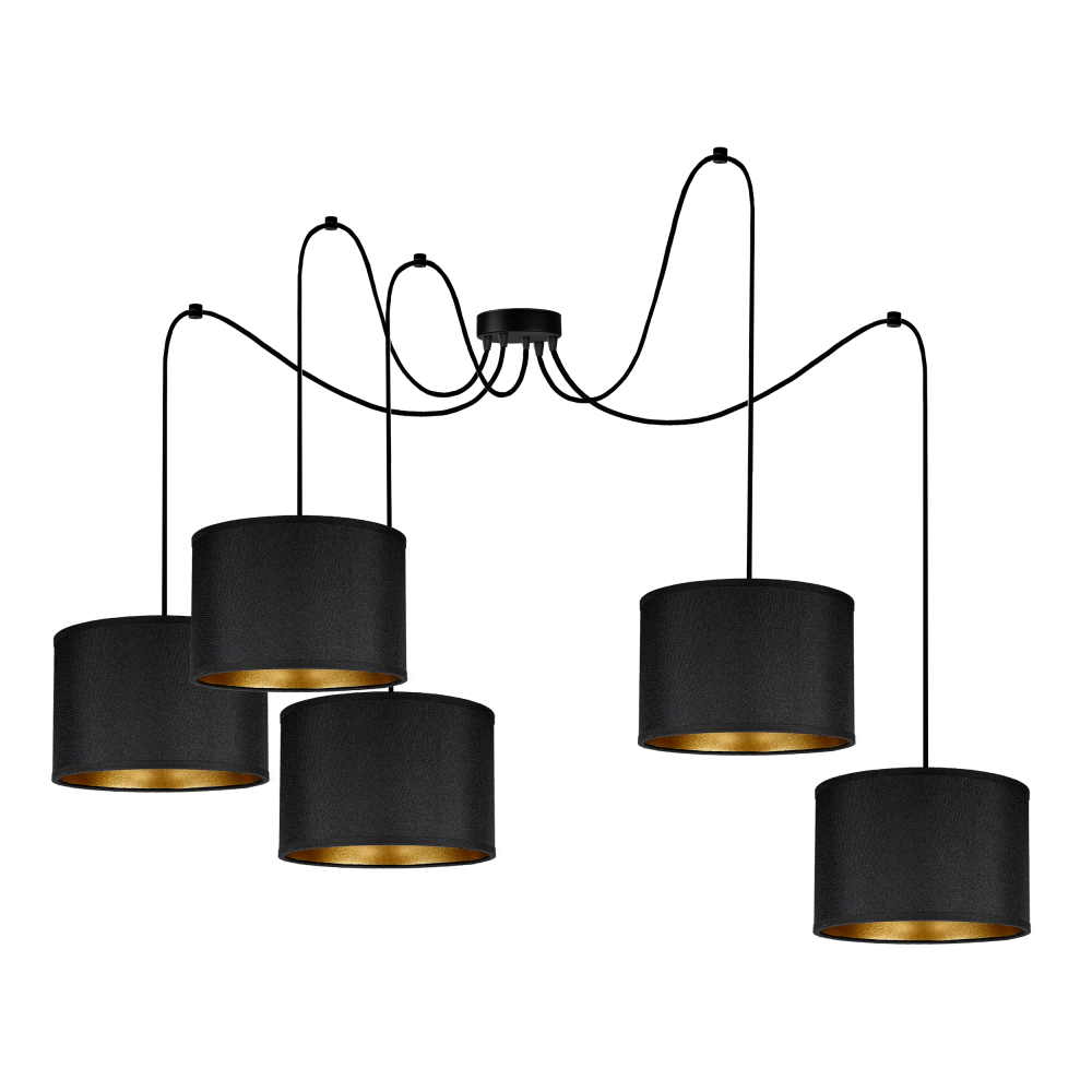 KYLO 5P E27, pendant light, max. 5x60W, black