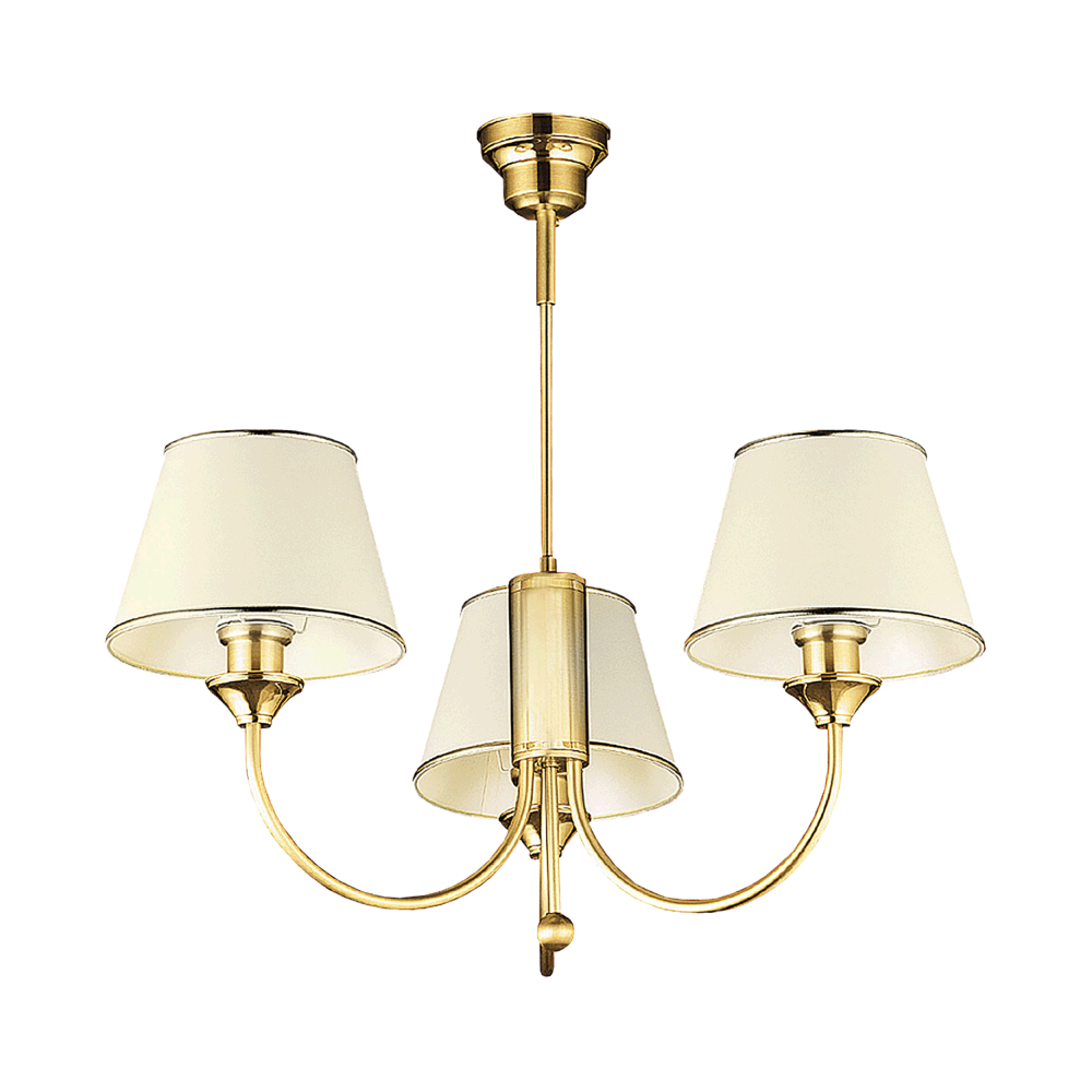 TESALIA 3P, pendant light, 3xE27, max. 3x60W, brass, gold, ecrie lampshade