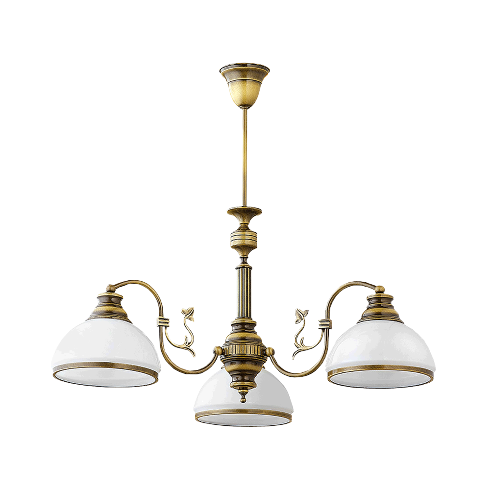 ARGOS 3P, pendant light,3x E27 max. 3x60W, metal, patinated brass, glass lampshade