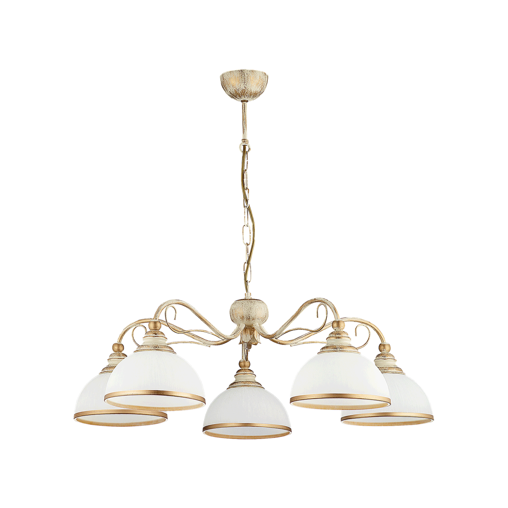 LARISA 5P, pendant light, 5xE27 max. 5x60W, metal, ecrie, glass lampshade