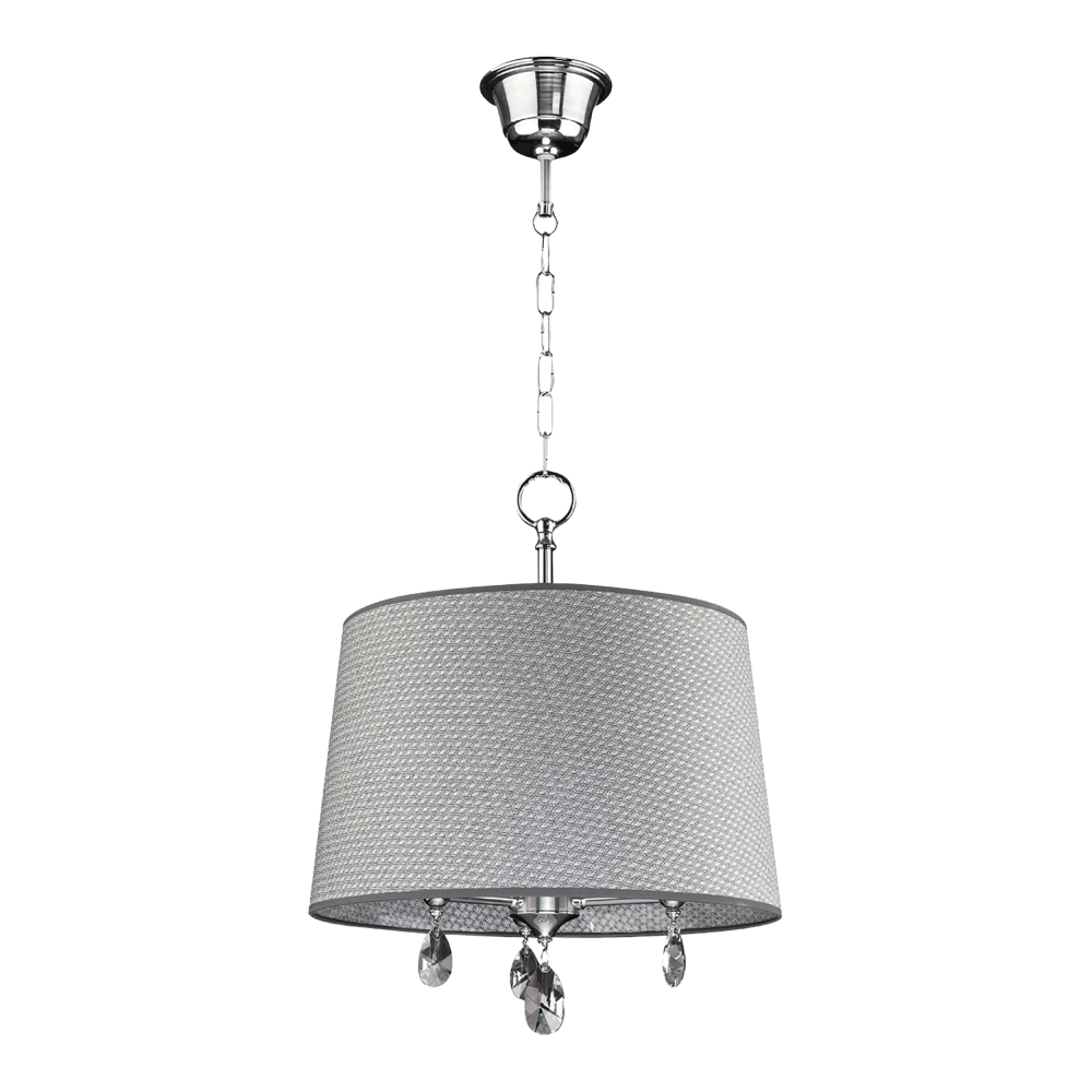 ACHAJA 3P, pendant light, 3xE27 max. 3x60W, metal, chrome, big grey lampshade