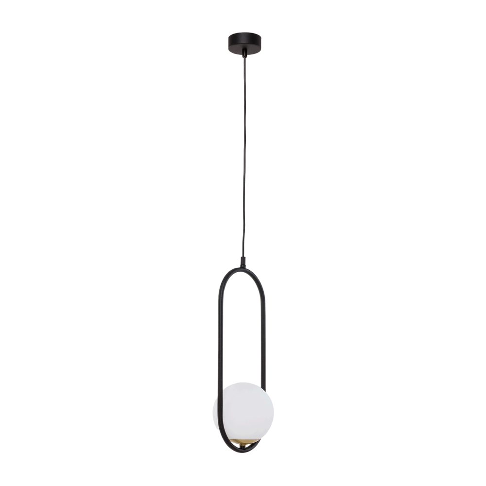 MILOS 1P, pendant light, E14 max. 40W, metal, black, glass lampshade