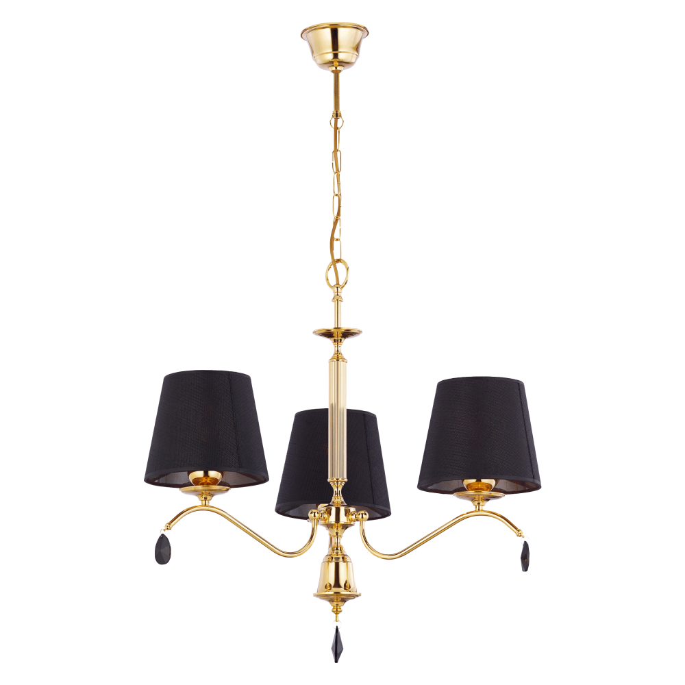 ACHAJA 3P, pendant light, 3xE27, max. 3x60W, metal, brass, black lampshade