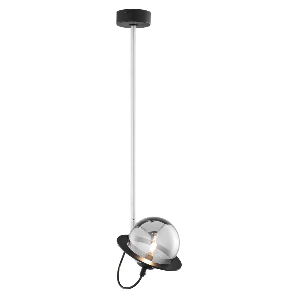 OTRIS 1P, pendant light, G9LED, max. 12W, metal, black/nickel, glass lampshade