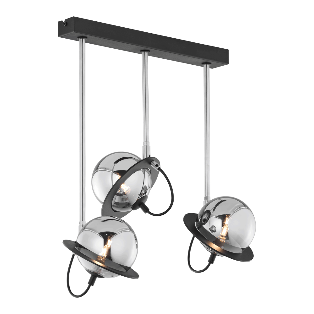 OTRIS 3P, pendant light, 3xG9LED, max. 3x12W, metal, black/nickel, glass lampshade