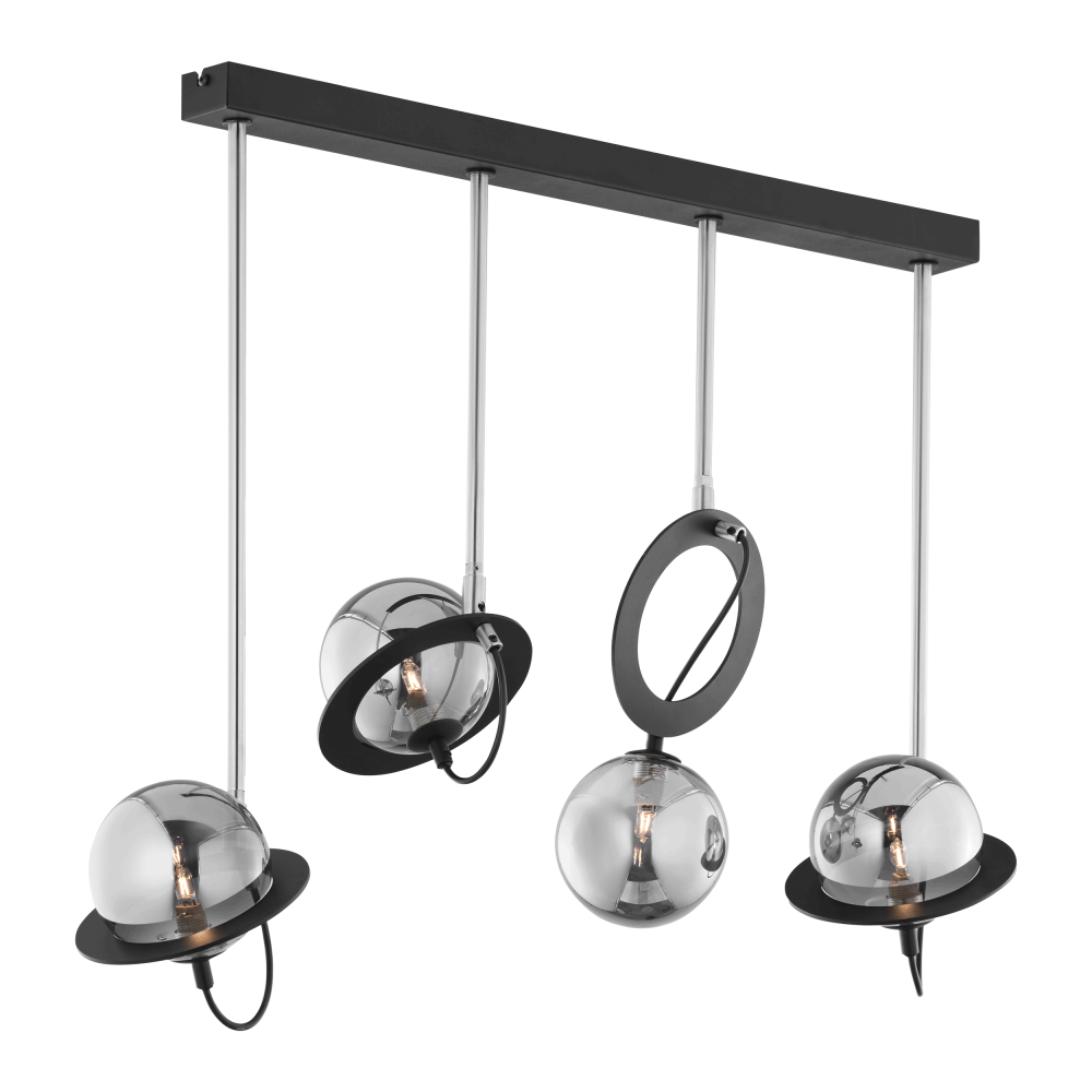 OTRIS 4P, pendant light, 4xG9LED, max. 4x12W, metal, black/nickel, glass lampshade