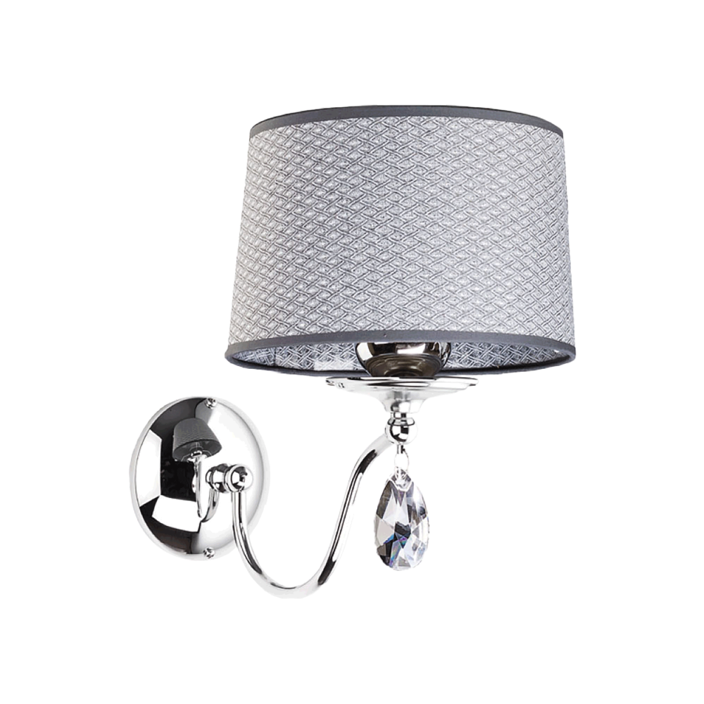 ACHAJA 1P, wall lamp, E27 max. 60W, metal, chrome, grey lampshade